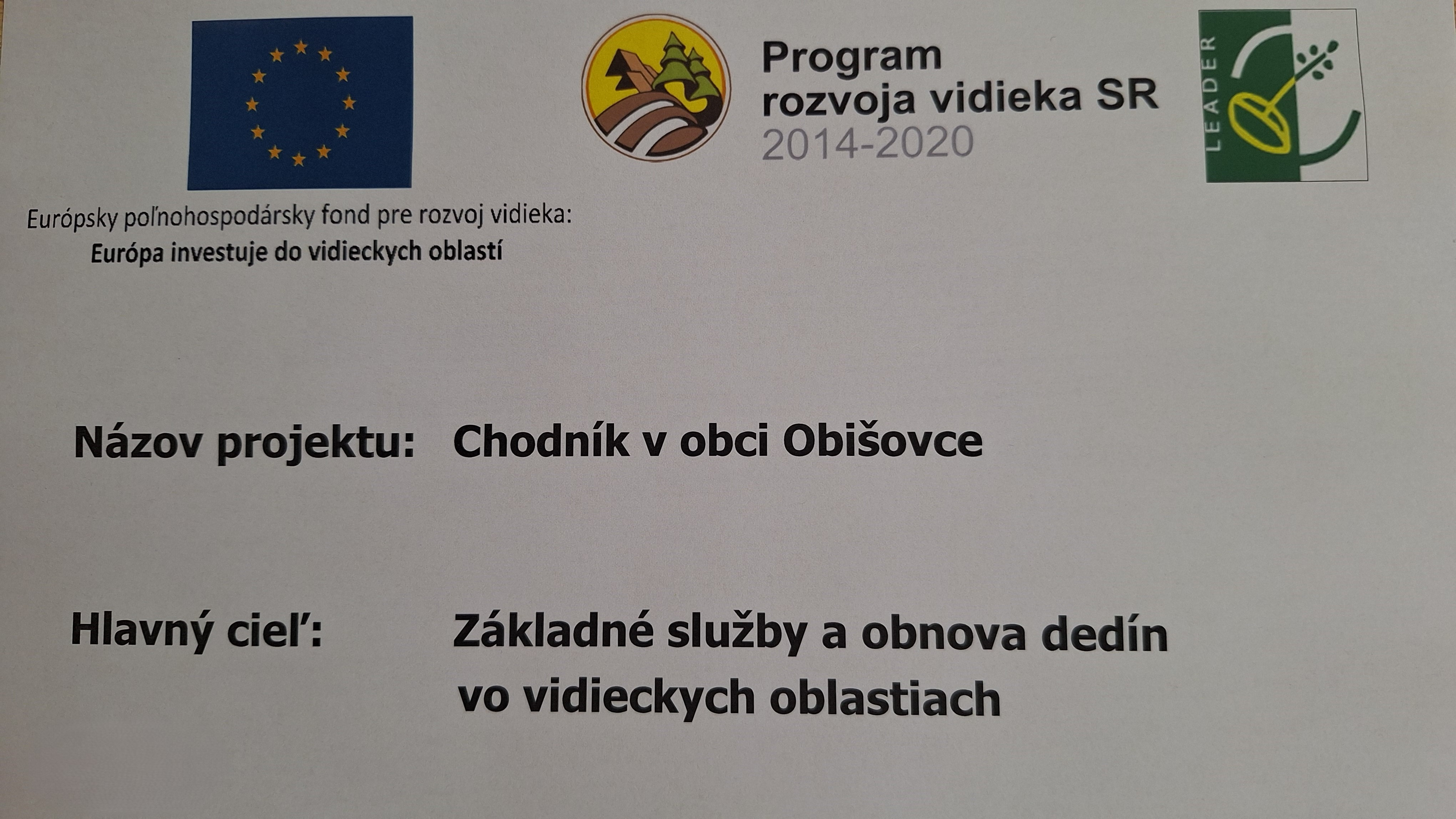 Výstavba - chodník v obci Obišovce