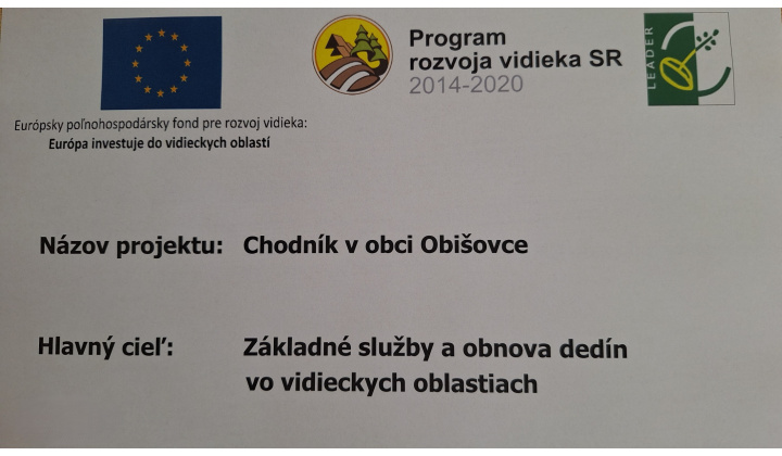 Výstavba - chodník v obci Obišovce