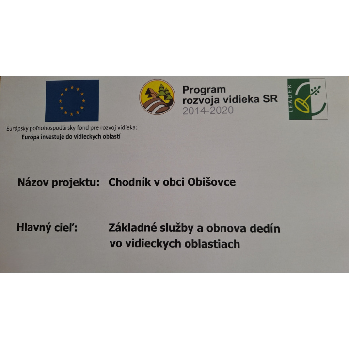 Výstavba - chodník v obci Obišovce